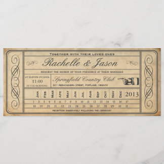 Vintage Wedding Ticket II Punchout Einladung