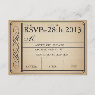 Vintage Wedding Ticket UAWG II Punchout RSVP Karte