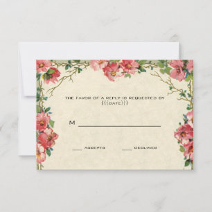 Vintage Wedding UAWG, Blumenstrauß Blume Rosen Ros RSVP Karte