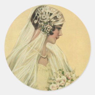 Vintage Wedding, Viktorianisch Bride Bridal Portra Runder Aufkleber