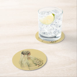 Vintage Wedding, Viktorianisch Bride Bridal Portra Runder Pappuntersetzer