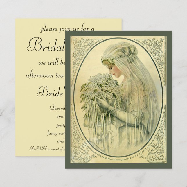 Vintage Wedding, Viktorianisch Bridge, Brautparty Einladung (Vorne/Hinten)