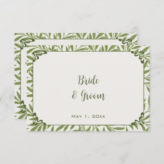 Vintage Wedding, Viktorianisch Willow Blätter Patt Begleitkarte (Vorne/Hinten)