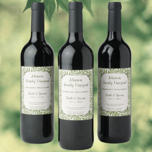 Vintage Wedding, Viktorianisch Willow Blätter Patt Weinetikett