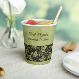 Vintage Wedding, Viktorianische Blätter für Weintr Pappbecher