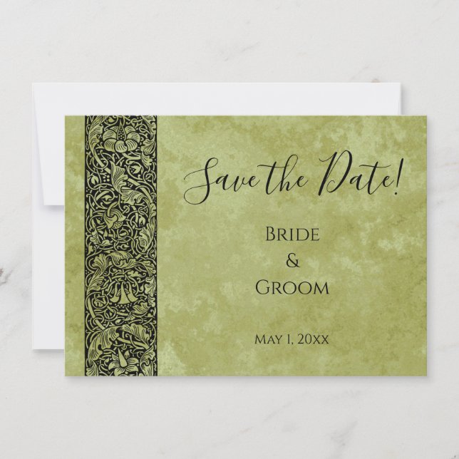 Vintage Wedding, Viktorianische Blume Blumenrolle Einladung (Vorderseite)