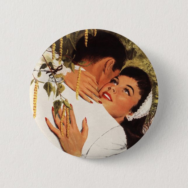 Vintage Wedding Vorschlag, Liebe und Romantik Button (Vorderseite)