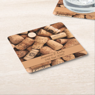Vintage Wedding Wine Corks Empfang Rechteckiger Pappuntersetzer