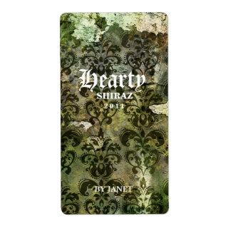 Vintage Wedding Wine Label Damask Grün