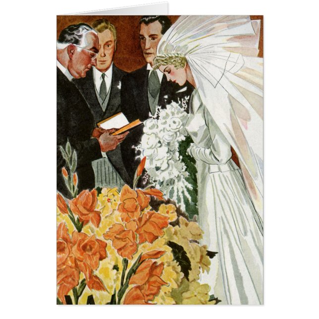 Vintage Wedding Zeremonie mit Braut und Bräutigam (Vorne)