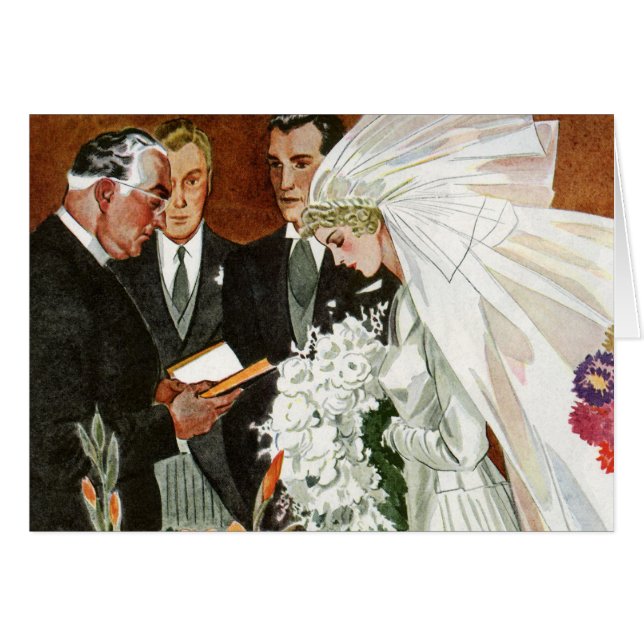 Vintage Wedding Zeremonie mit Braut und Bräutigam (Vorderseite (Horizontal))