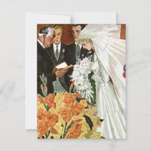Vintage Wedding Zeremonie mit Braut und Bräutigam Einladung