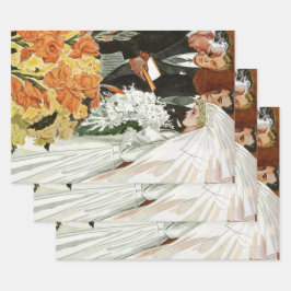 Vintage Wedding Zeremonie mit Braut und Bräutigam Geschenkpapier Set