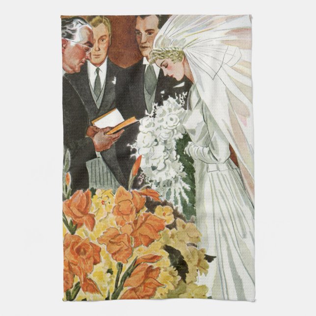 Vintage Wedding Zeremonie mit Braut und Bräutigam Handtuch (Vertikal)