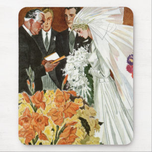 Vintage Wedding Zeremonie mit Braut und Bräutigam Mousepad