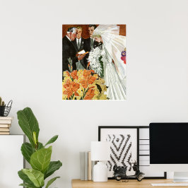 Vintage Wedding Zeremonie mit Braut und Bräutigam Poster