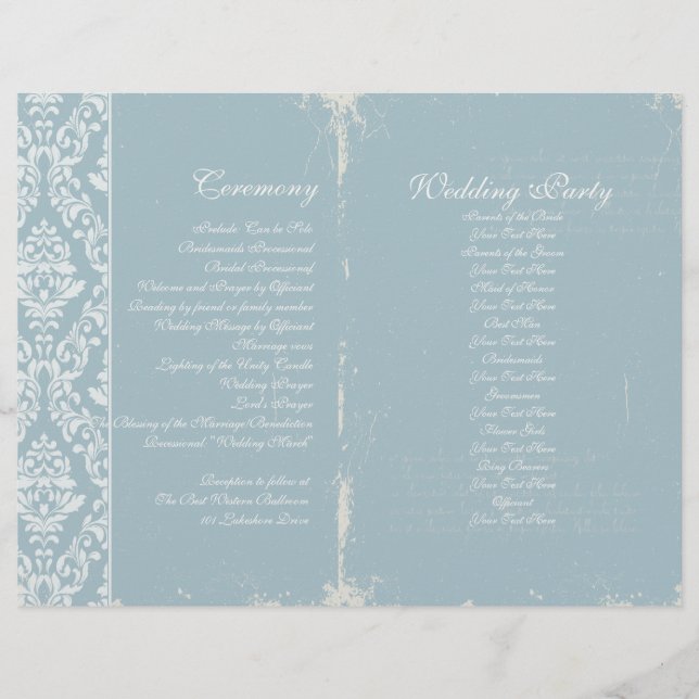 Vintage Wedding Zeremonie Programm (Vorderseite)