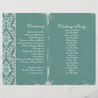 Vintage Wedding Zeremonie Programm Aquamarin