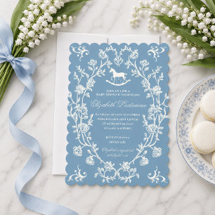 Vintage-Wedgwood-Blau-Schaukelpferd-Baby-Shower-Ei Einladung