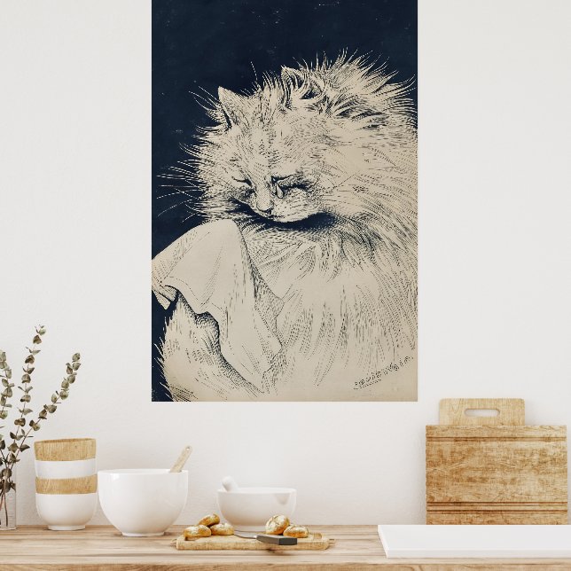 Vintage Weeping Cat von Louis William Wain Poster (Küche)