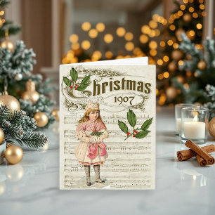 Vintage Weihnachten 1907 Mädchen Notenblatt Noel