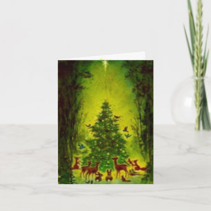 Vintage Weihnachten 1950 Wildtiere versammeln sich