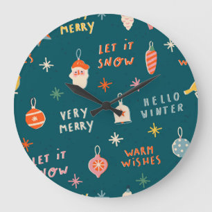 Vintage Weihnachten 2020: Ornamentales Muster Große Wanduhr