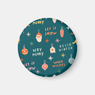 Vintage Weihnachten 2020: Ornamentales Muster Magnet