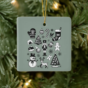 Vintage Weihnachten 90er Collage Retro Xmas Keramikornament