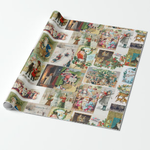 Vintage-Weihnachten Antik-Collage Geschenkpapier