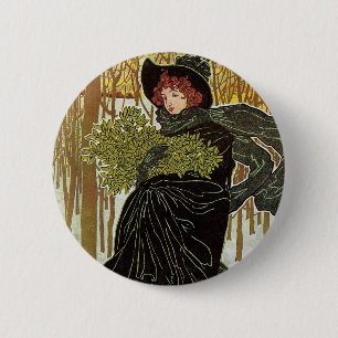 Vintage-Weihnachten Art Nouveau Scribners-Cover 18 Button