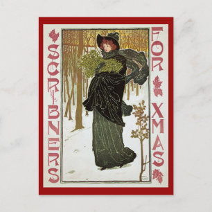 Vintage-Weihnachten Art Nouveau Scribners-Cover 18 Feiertagspostkarte