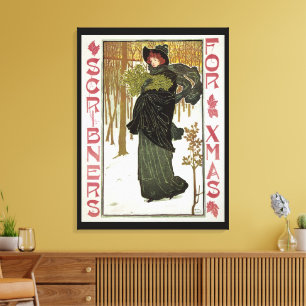 Vintage-Weihnachten Art Nouveau Scribners-Cover 18 Leinwanddruck