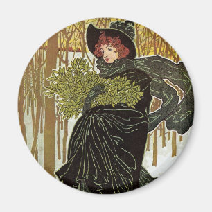 Vintage-Weihnachten Art Nouveau Scribners-Cover 18 Magnet