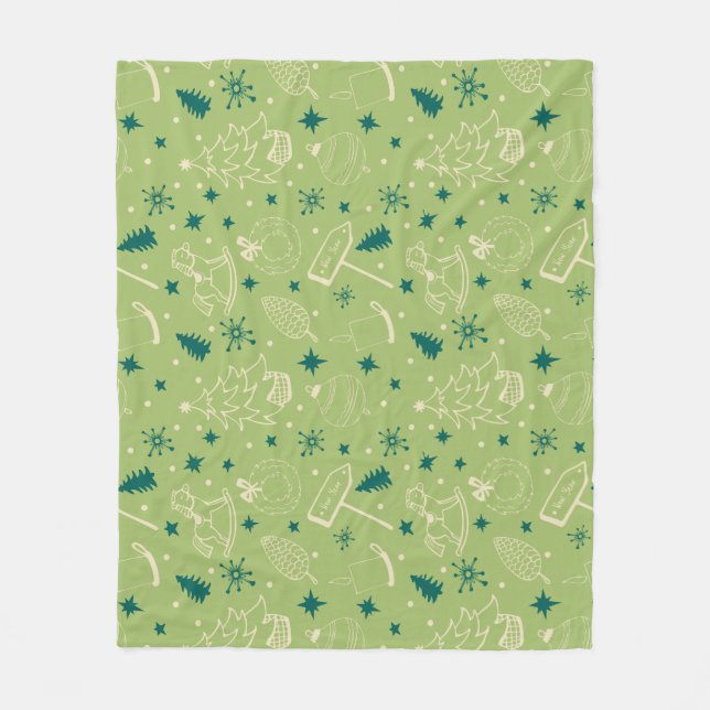 Vintage Weihnachten Art Pattern Ein wenig Weihnach Fleecedecke (Vorderseite)