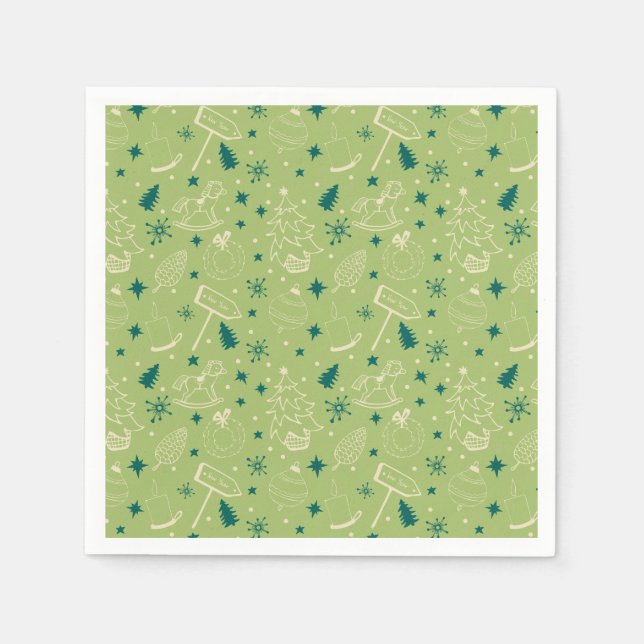 Vintage Weihnachten Art Pattern Ein wenig Weihnach Serviette (Vorderseite)