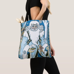 Vintage Weihnachten, blauer Weihnachtsmann mit Sch