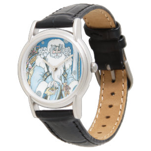 Vintage Weihnachten, blauer Weihnachtsmann mit Sch Armbanduhr