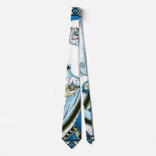 Vintage Weihnachten, blauer Weihnachtsmann mit Sch Krawatte