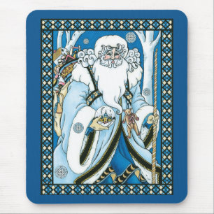 Vintage Weihnachten, blauer Weihnachtsmann mit Sch Mousepad