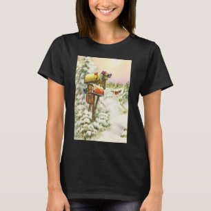 Vintage Weihnachten, Briefkästen in Winterlandscha T-Shirt