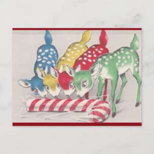 Vintage Weihnachten Bunter Hirsch isst Zuckerstang