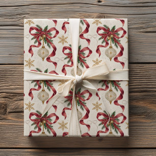 Vintage-Weihnachten-Burgunder-Samt-Schleifen und - Geschenkpapier