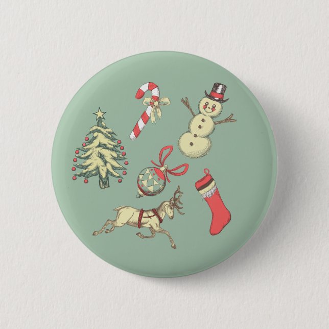 Vintage Weihnachten Button (Vorderseite)