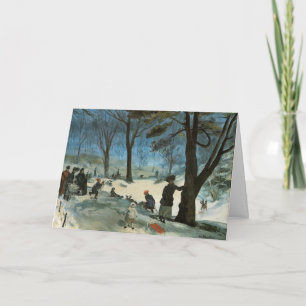 Vintage Weihnachten, Central Park im Winter Glacke Feiertagskarte