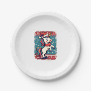 Vintage Weihnachten Dabbing Einhorn Regenbogen Fei Pappteller