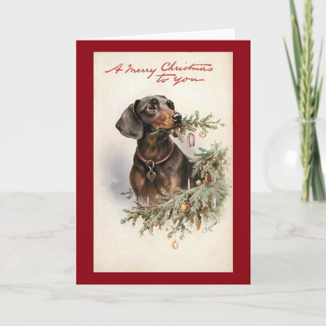 Vintage Weihnachten Dackel Hund (Vorderseite)