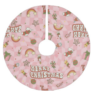 Vintage Weihnachten der 60er Jahre Polyester Weihnachtsbaumdecke