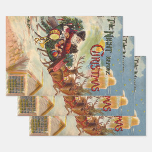 Vintage Weihnachten, Die Nacht vor Weihnachten Geschenkpapier Set
