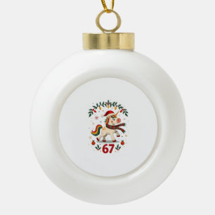 Vintage Weihnachten Einhorn 6. Geburtstag Dabbing  Keramik Kugel-Ornament